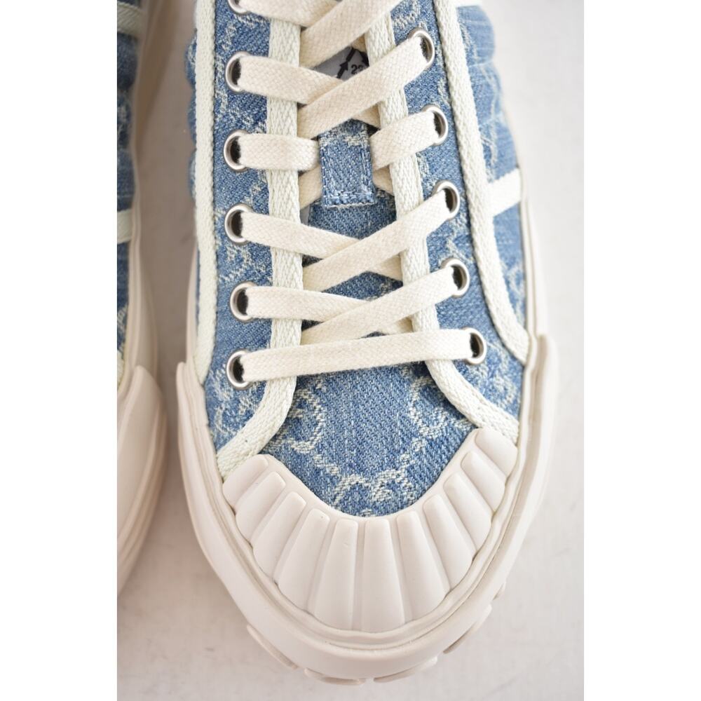 Gucci Chunky Monogram GG Logo Blue Denim Flat Low Top Platform Sneakers 36.5 - Picture 10 of 16